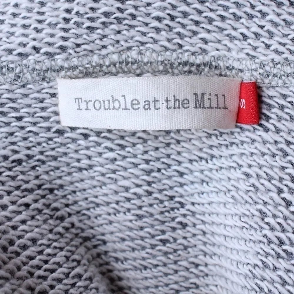Trouble At The Mill Long Open Cardigan Sweater in Gray & White Size Small